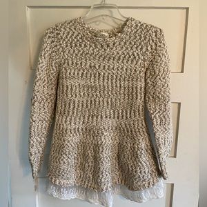 Mirumi Marled Knit Lace Hem Sweater